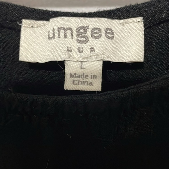 Boho Linen Blend Sun dress High Low Fringe Black with pockets Size Large - Picture 7 of 8